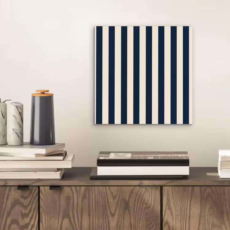 Aluminium schilderij - Verticale strepen - Blauw - Crème — 2