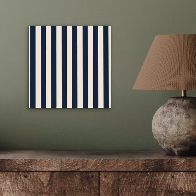 Aluminium schilderij - Verticale strepen - Blauw - Crème — 3