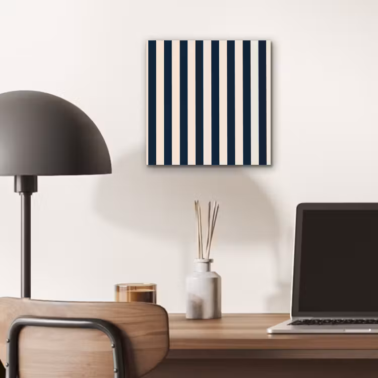 Aluminium schilderij - Verticale strepen - Blauw - Crème — 6