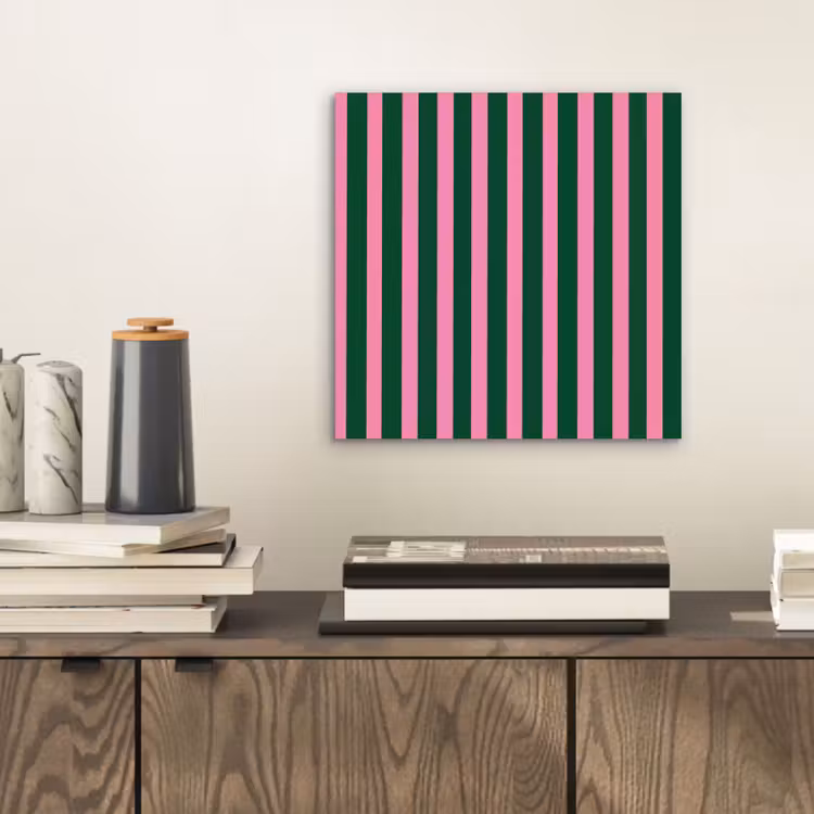Aluminium schilderij - Verticale strepen - Groen - Roze — 2