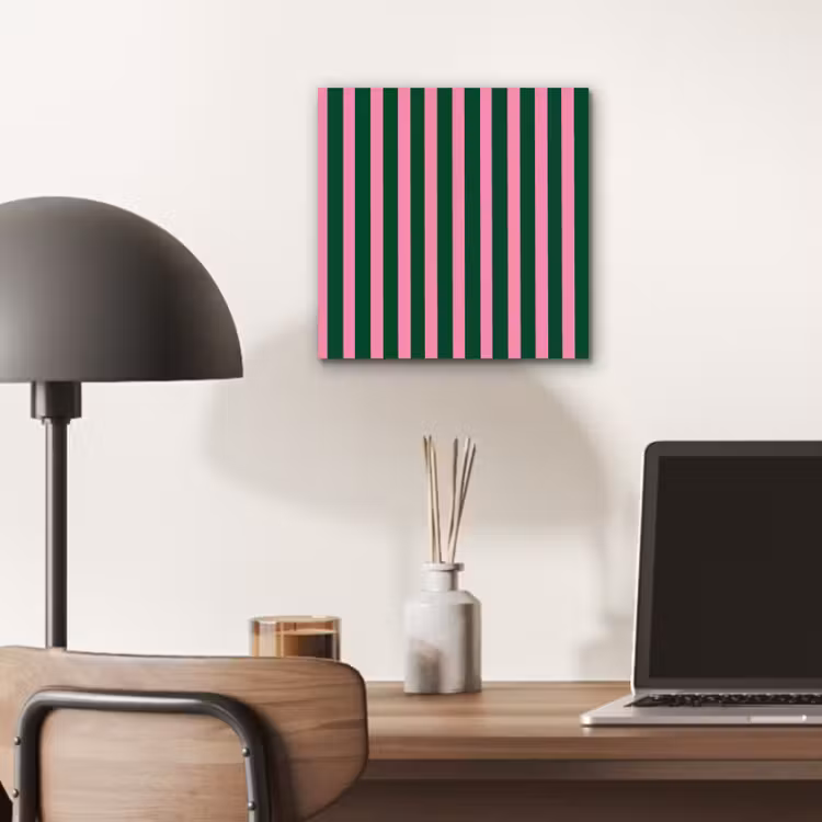 Aluminium schilderij - Verticale strepen - Groen - Roze — 6