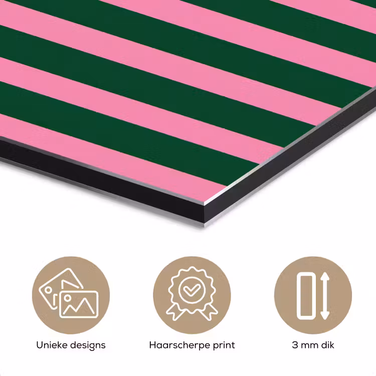 Aluminium schilderij - Verticale strepen - Groen - Roze — 7