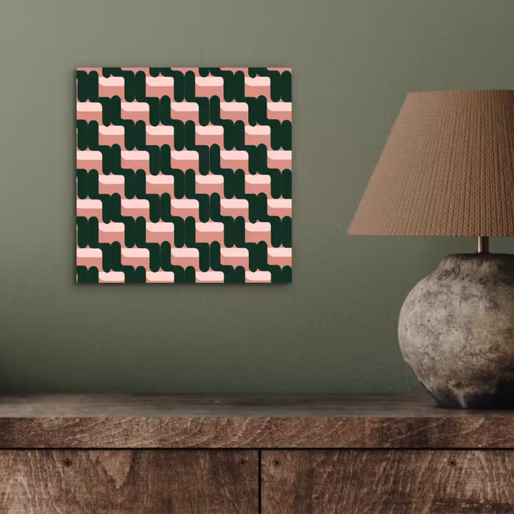 Aluminium schilderij - Vlechtpatroon - Groen - Roze - Geometrisch — 3