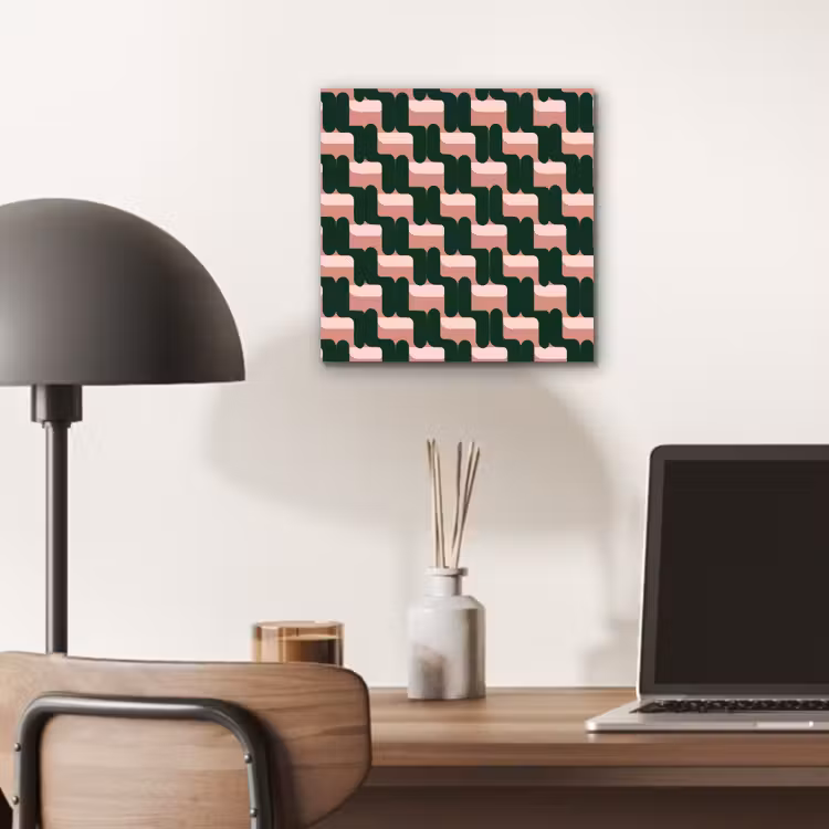 Aluminium schilderij - Vlechtpatroon - Groen - Roze - Geometrisch — 6