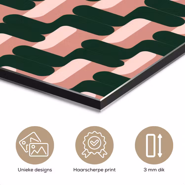 Aluminium schilderij - Vlechtpatroon - Groen - Roze - Geometrisch — 7