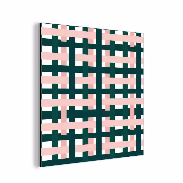 Aluminium schilderij - Vlechtpatroon - Groen - Roze - Grafisch — 1