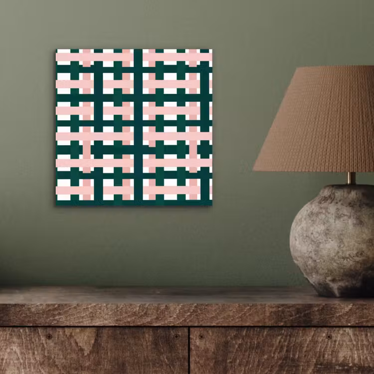 Aluminium schilderij - Vlechtpatroon - Groen - Roze - Grafisch — 3