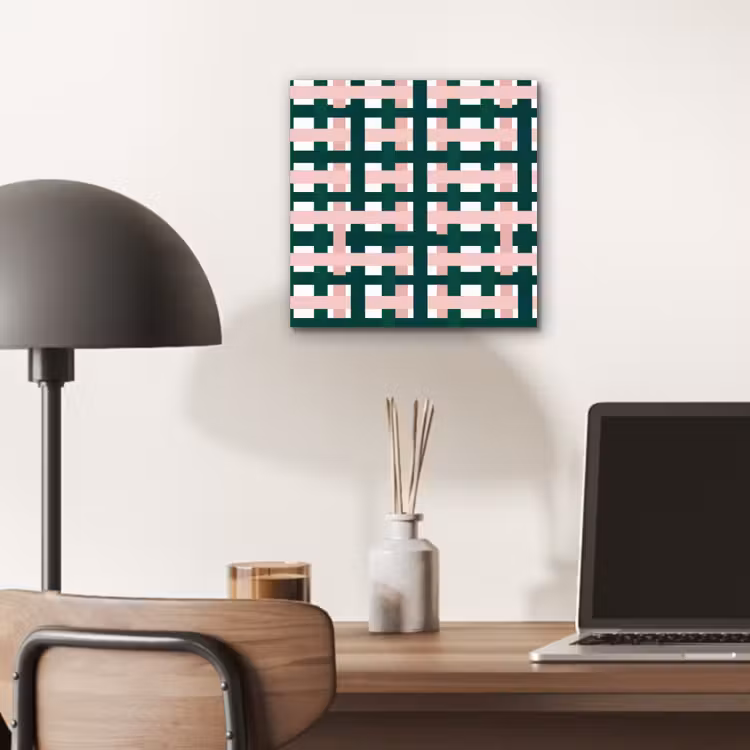 Aluminium schilderij - Vlechtpatroon - Groen - Roze - Grafisch — 6