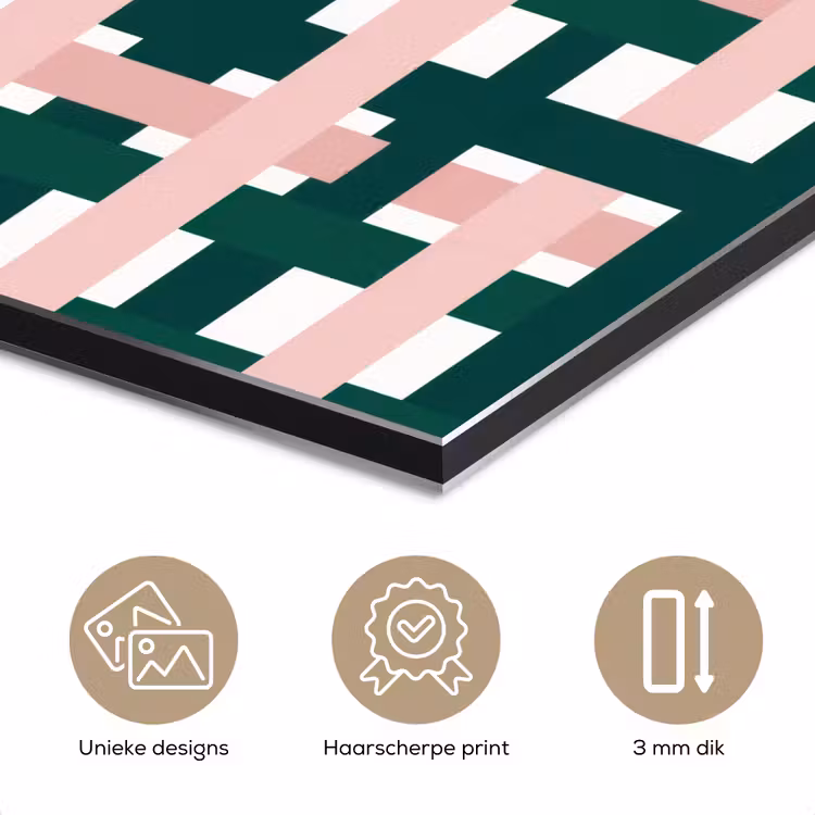 Aluminium schilderij - Vlechtpatroon - Groen - Roze - Grafisch — 7