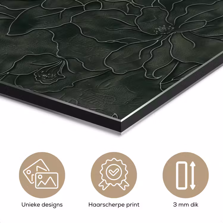 Aluminium schilderij - Bloemen - Lijnen - Groen — 7