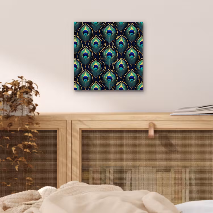 Aluminium schilderij - Pauw - Veren - Groen — 4