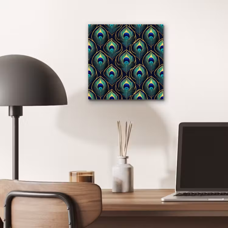 Aluminium schilderij - Pauw - Veren - Groen — 6