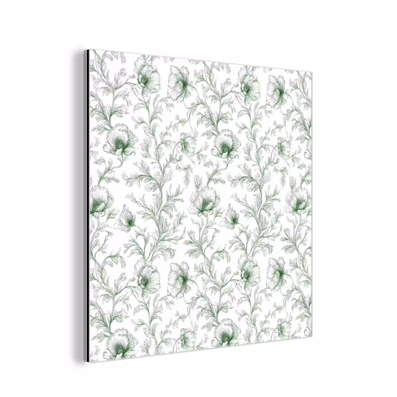 Aluminium schilderij - Bloemen - Getekend - Groen — 1