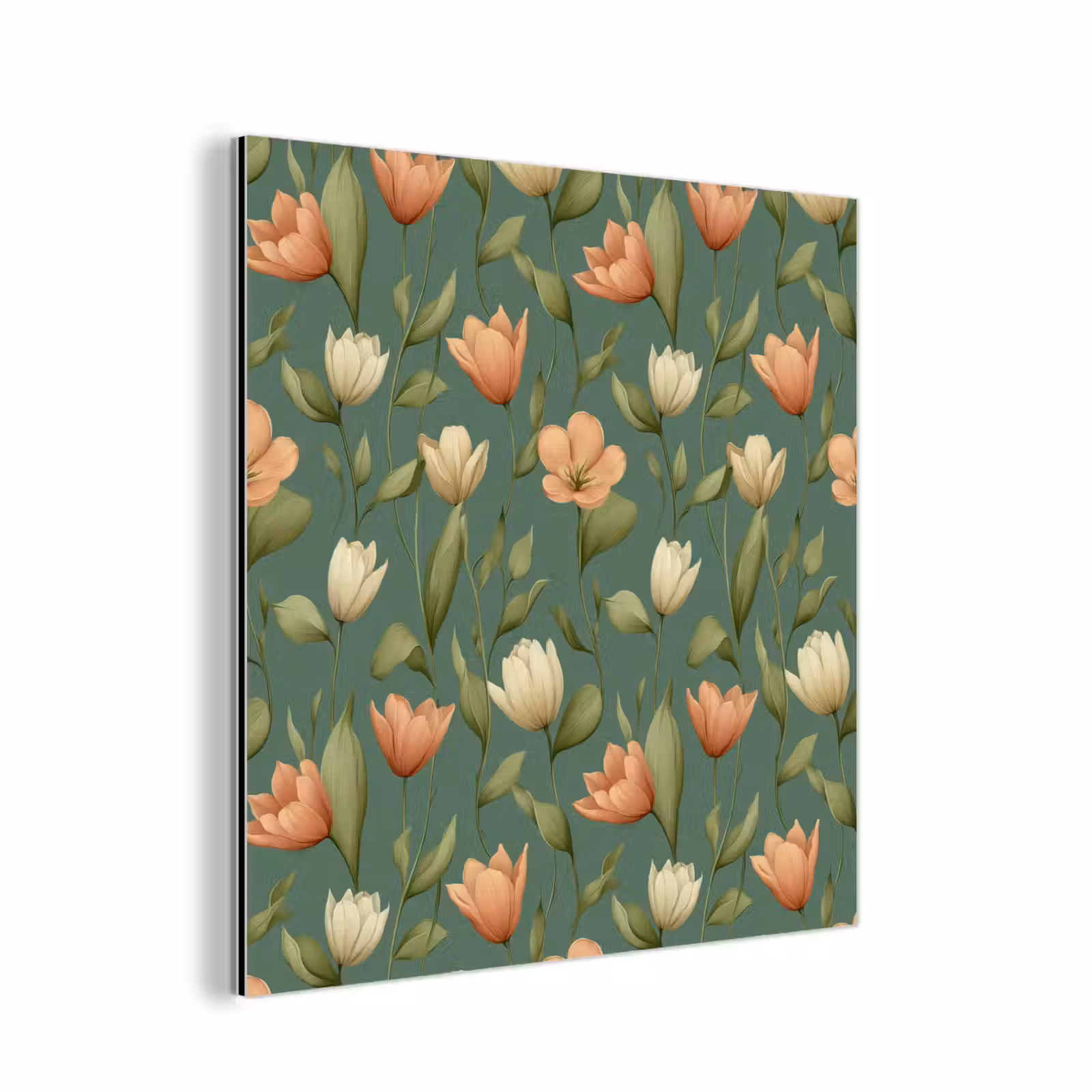 Aluminium schilderij - Tulpen - Botanisch - Groen — 1