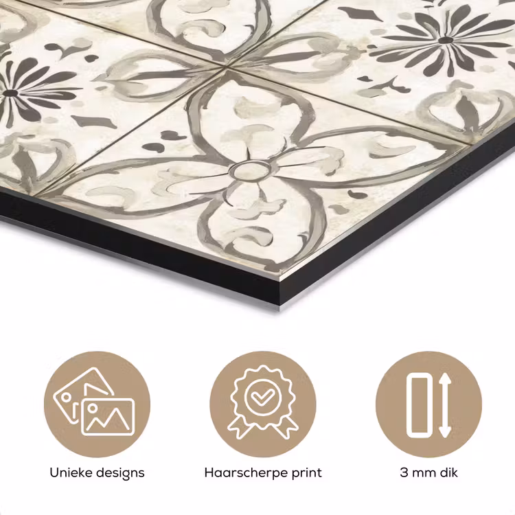 Aluminium schilderij - Antiek - Tegel - Beige — 7