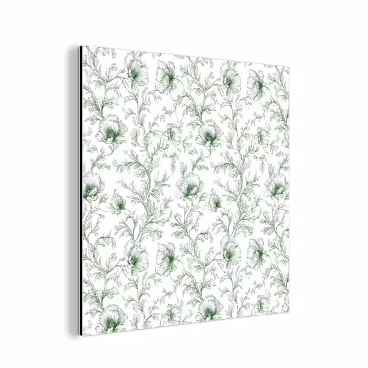 Aluminium schilderij - Bloemen - Getekend - Groen — 1