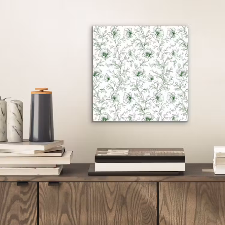 Aluminium schilderij - Bloemen - Getekend - Groen — 2