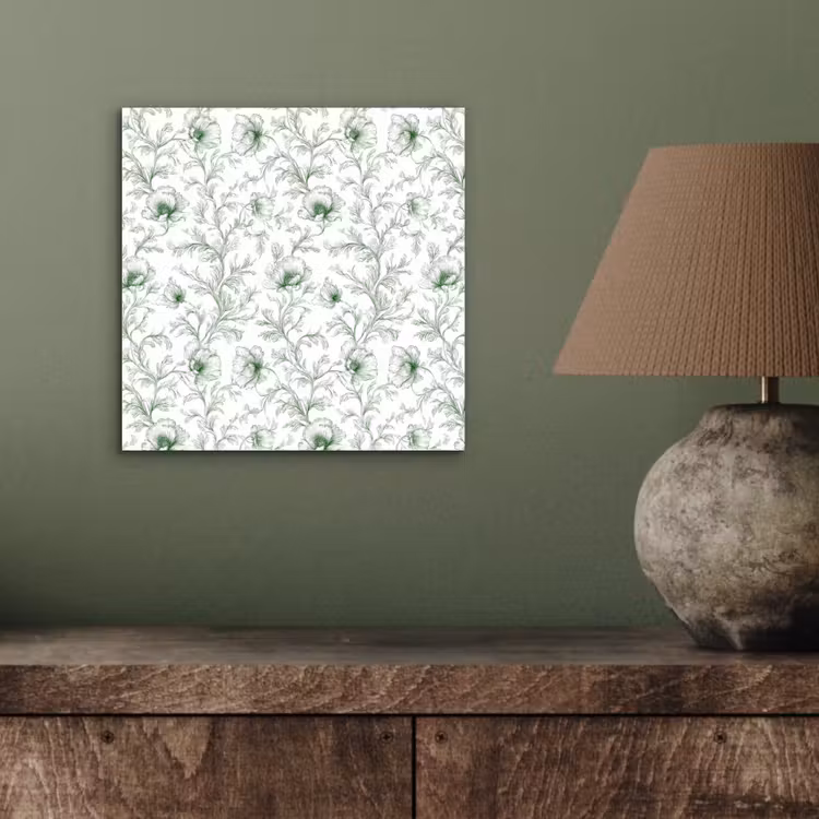 Aluminium schilderij - Bloemen - Getekend - Groen — 3