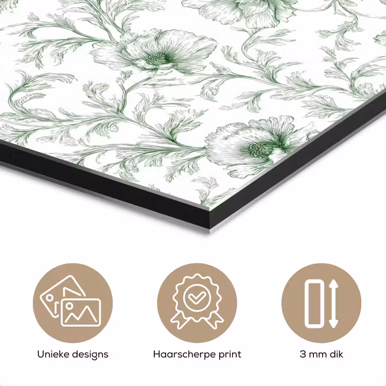 Aluminium schilderij - Bloemen - Getekend - Groen — 7