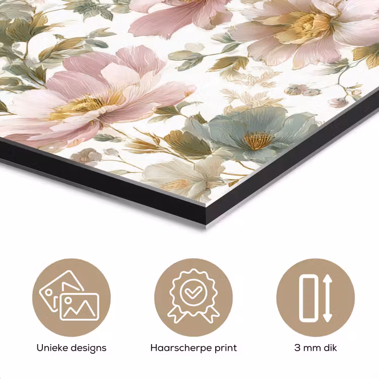 Aluminium schilderij - Bloemen - Patroon - Pastel — 7