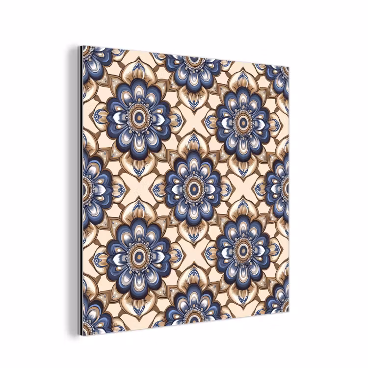 Aluminium schilderij - Floraal - Ornament - Blauw — 1