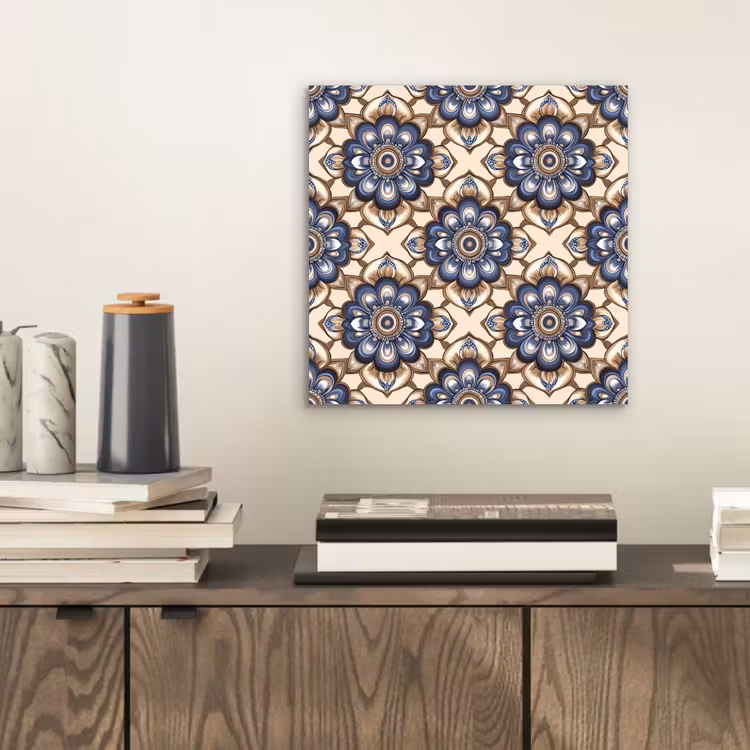Aluminium schilderij - Floraal - Ornament - Blauw — 2