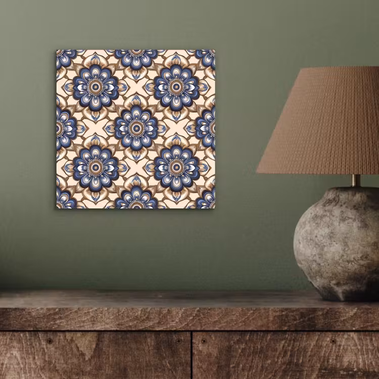 Aluminium schilderij - Floraal - Ornament - Blauw — 3