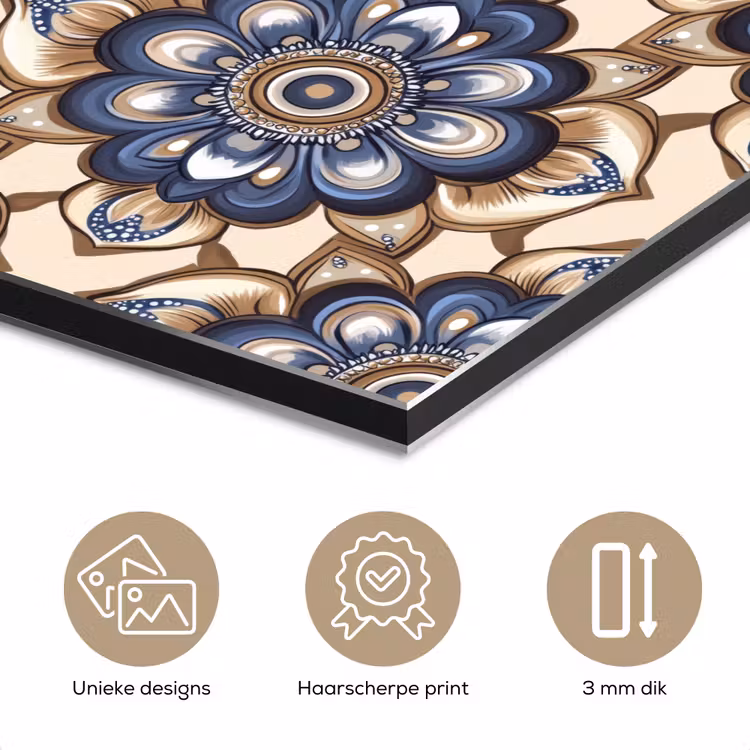 Aluminium schilderij - Floraal - Ornament - Blauw — 7