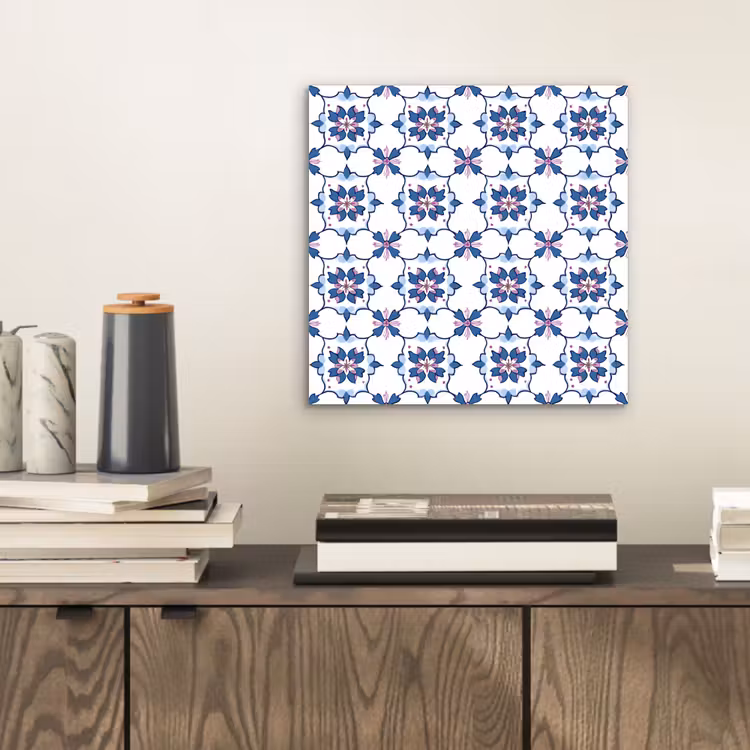 Aluminium schilderij - Modern - Patroon - Blauw - Roze — 2