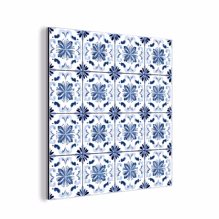 Aluminium schilderij - Patroon - Tegel - Blauw — 1