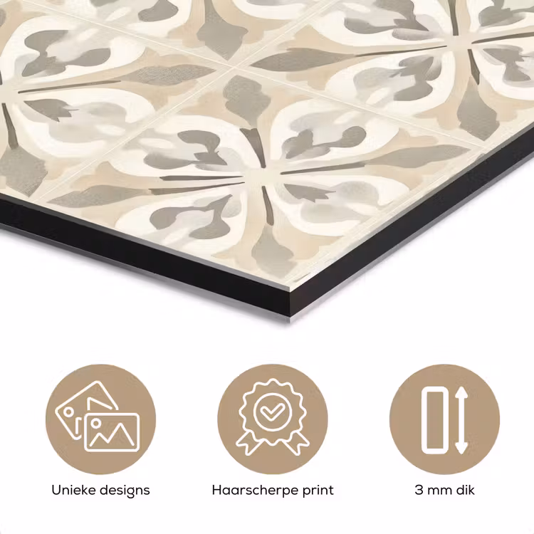 Aluminium schilderij - Tegel - Motief - Beige — 7
