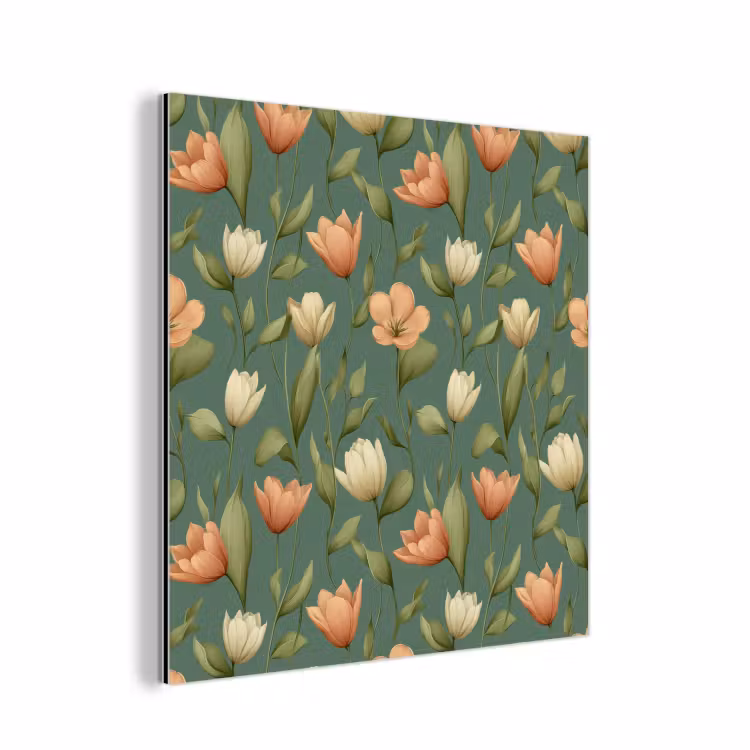 Aluminium schilderij - Tulpen - Botanisch - Groen — 1