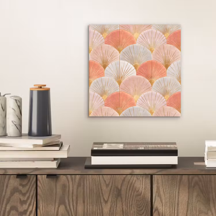Aluminium schilderij - Waaiers - Goud - Roze — 2