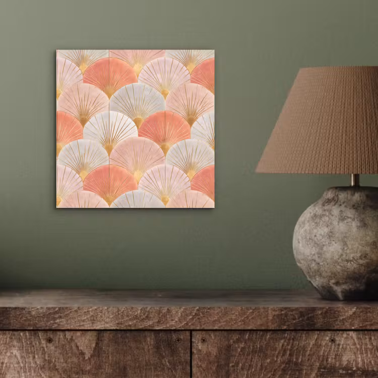 Aluminium schilderij - Waaiers - Goud - Roze — 3