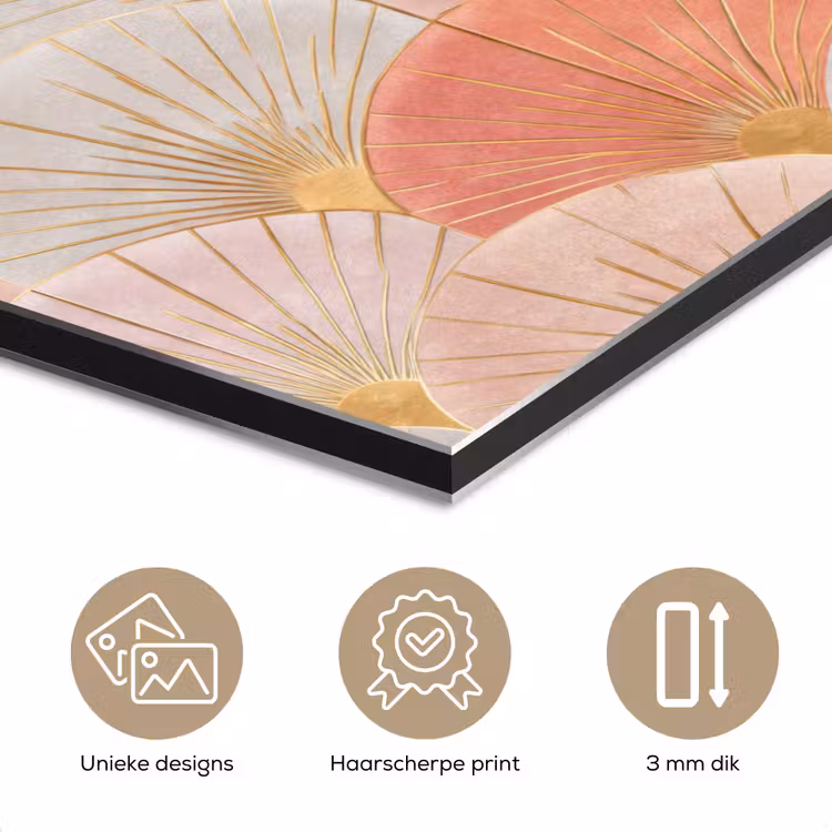 Aluminium schilderij - Waaiers - Goud - Roze — 7