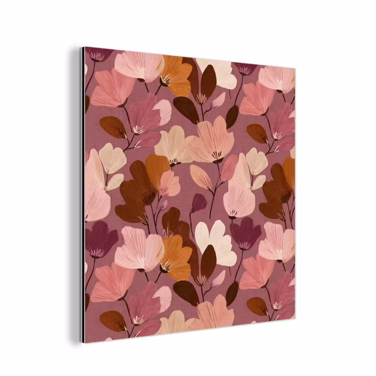 Aluminium schilderij - Bloem - Patroon - Roze — 1