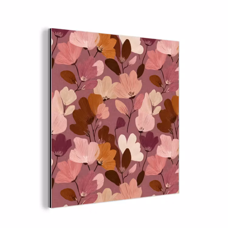 Aluminium schilderij - Bloem - Patroon - Roze — 1