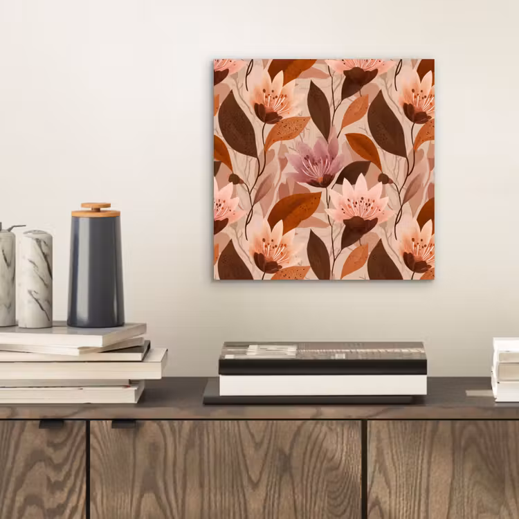 Aluminium schilderij - Bloemen - Bladeren - Bruin — 2