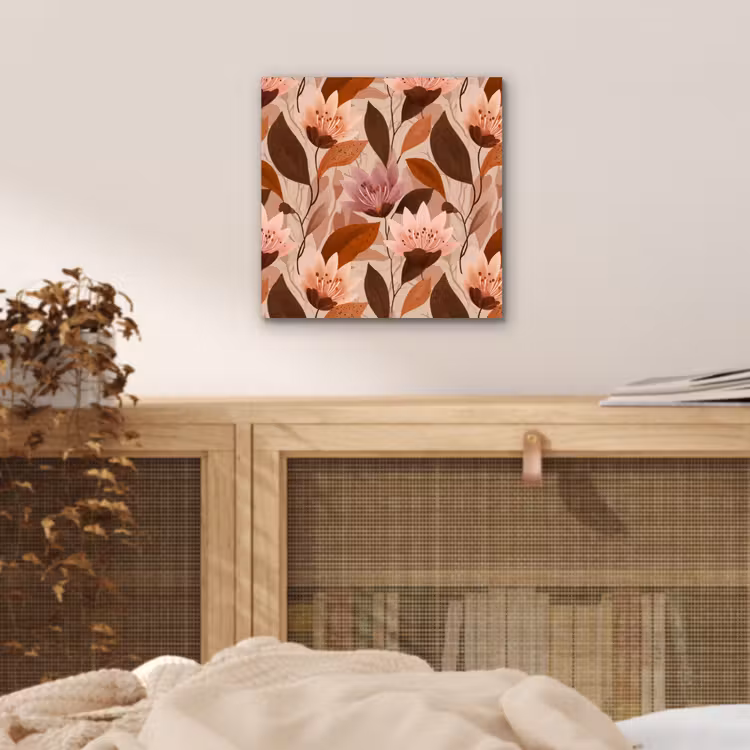 Aluminium schilderij - Bloemen - Bladeren - Bruin — 4