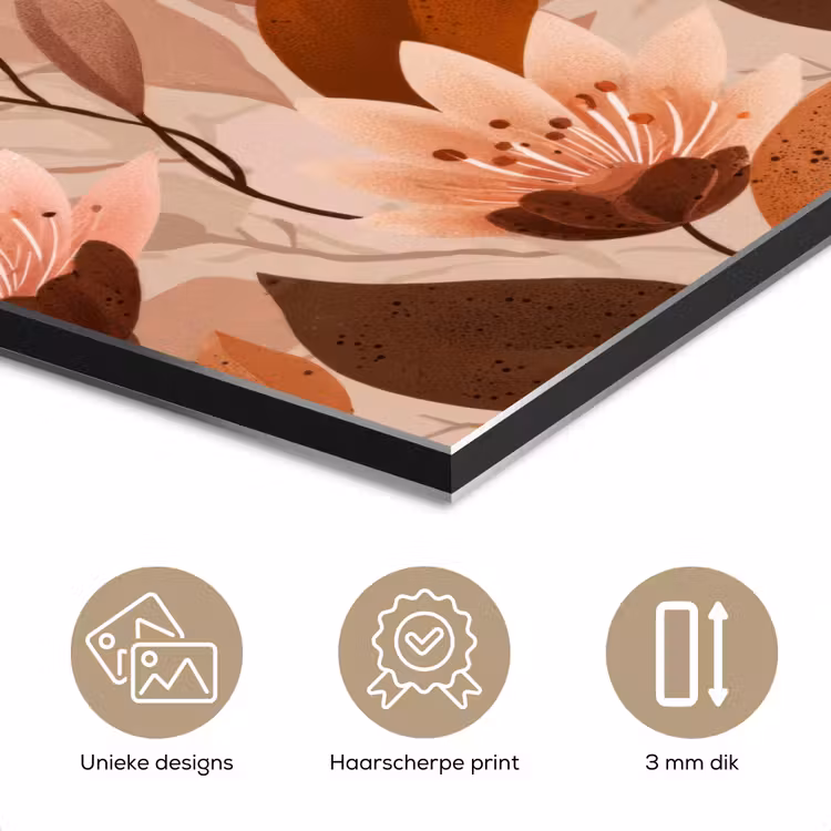 Aluminium schilderij - Bloemen - Bladeren - Bruin — 7