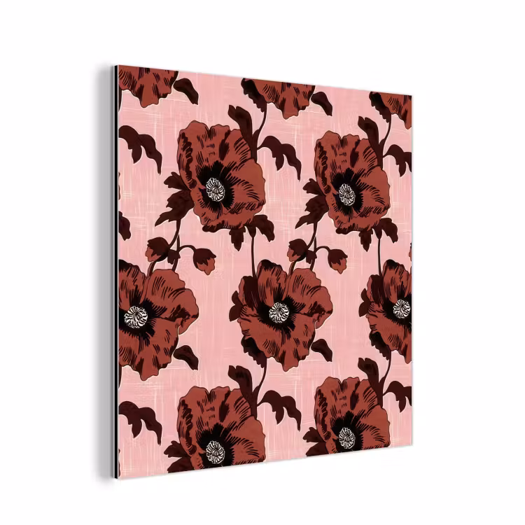 Aluminium schilderij - Bloemen - Retro - Rood — 1