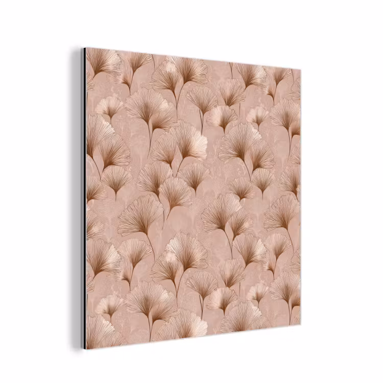 Aluminium schilderij - Ginkgo - Patroon - Roze — 1