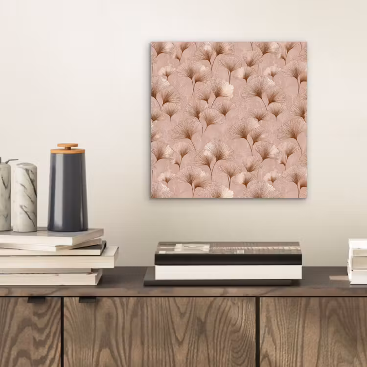 Aluminium schilderij - Ginkgo - Patroon - Roze — 2