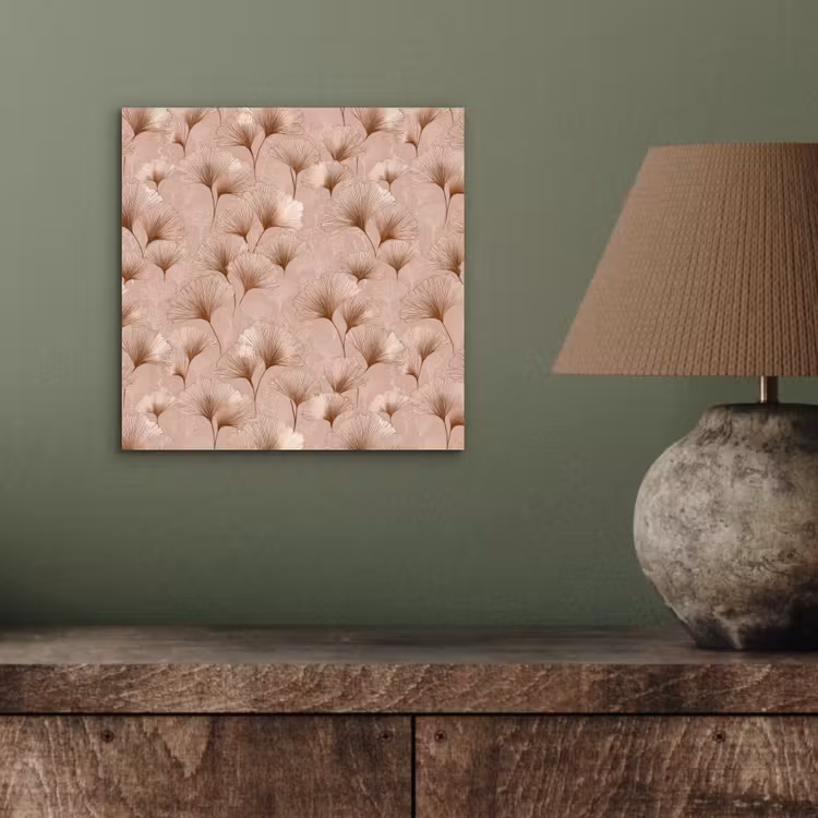 Aluminium schilderij - Ginkgo - Patroon - Roze — 3