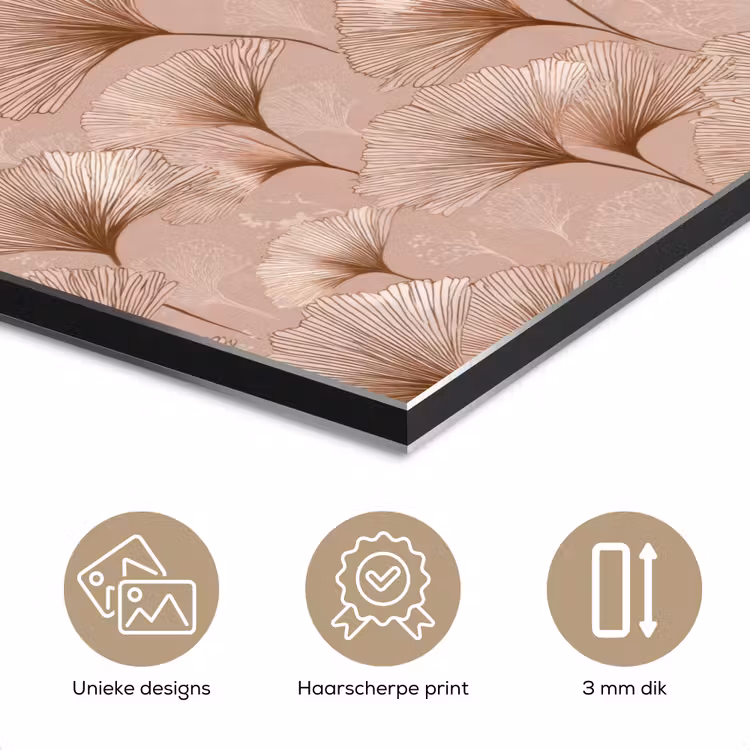 Aluminium schilderij - Ginkgo - Patroon - Roze — 7