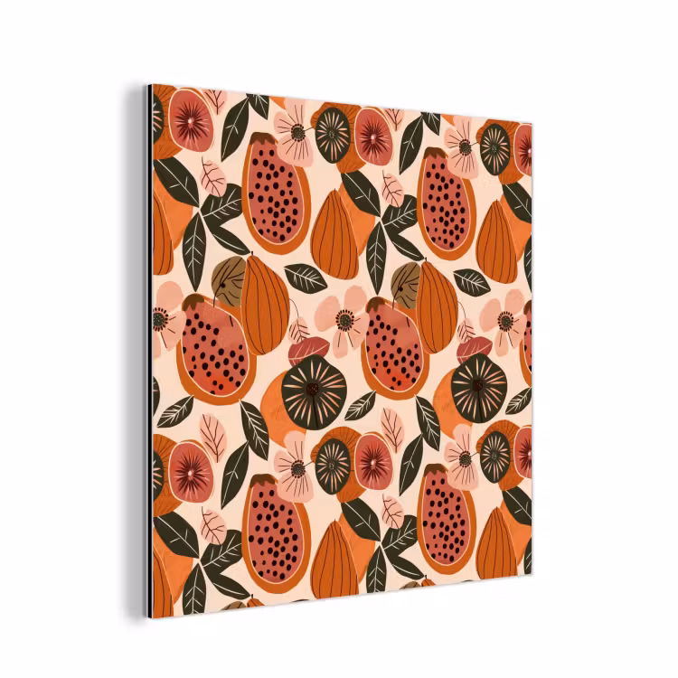 Aluminium schilderij - Papaja - Bloesem - Oranje — 1