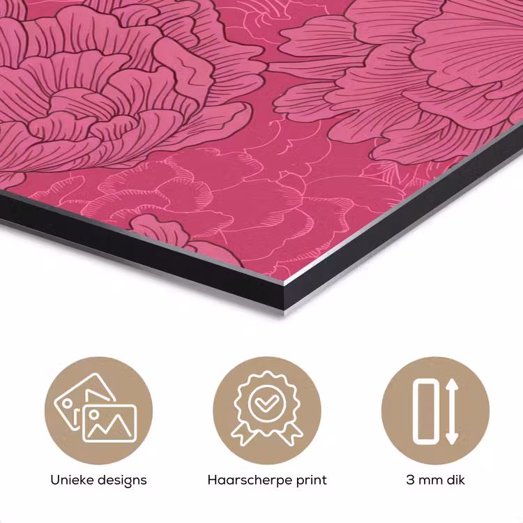 Aluminium schilderij - Pioenrozen - Energiek - Roze — 7
