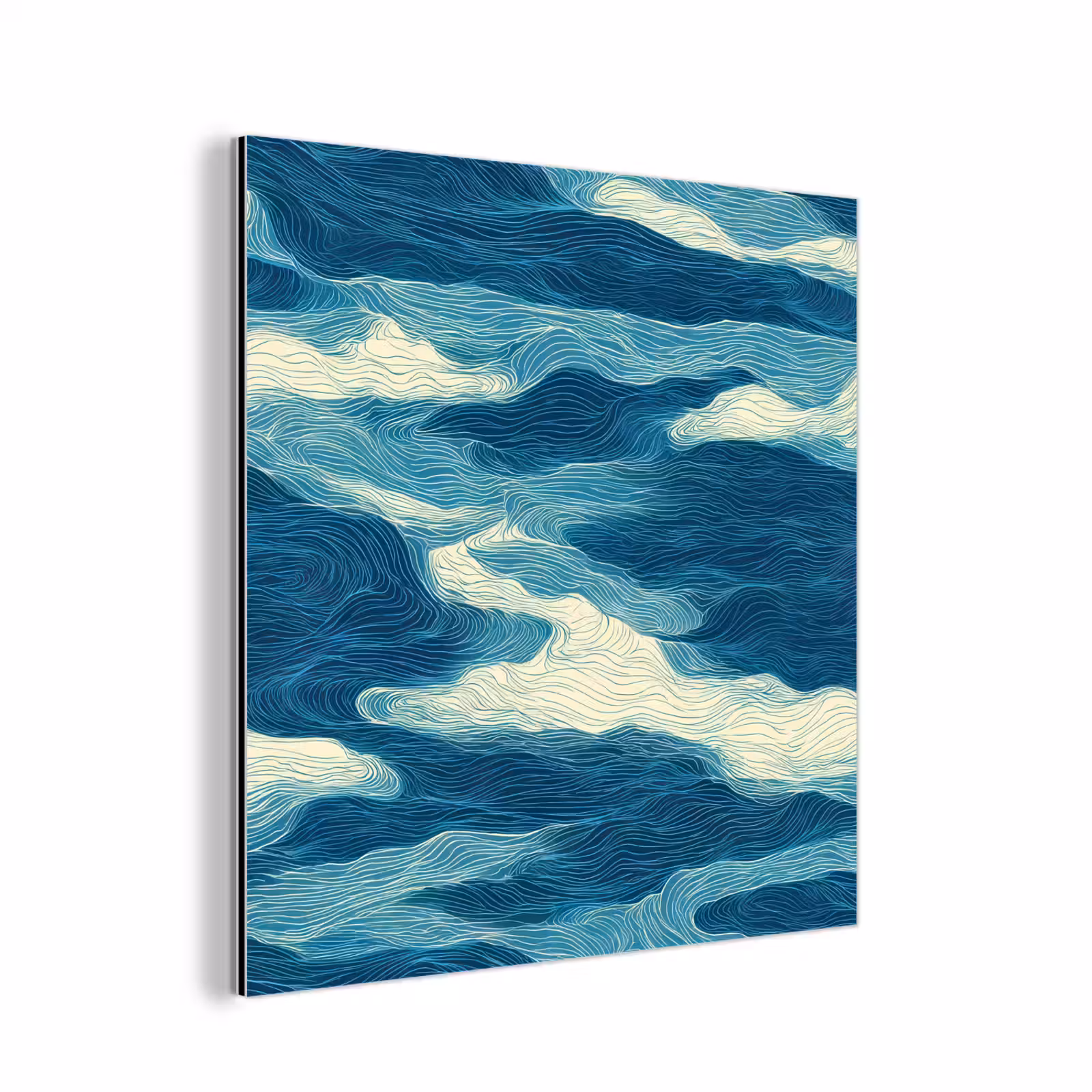 Aluminium schilderij - Golven - Abstract - Patroon - Blauw - Wit — 1