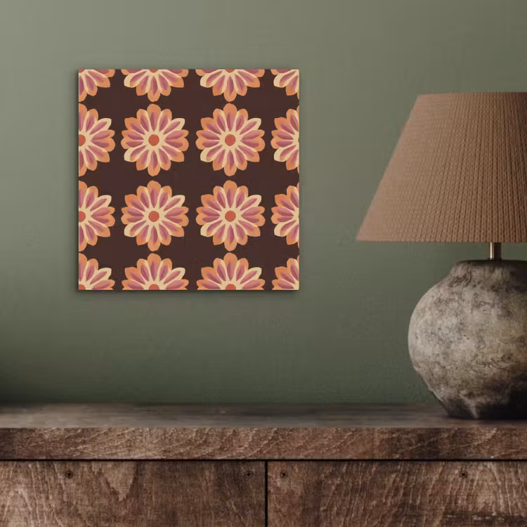 Aluminium schilderij - Bloemen - Patroon - Bruin — 3