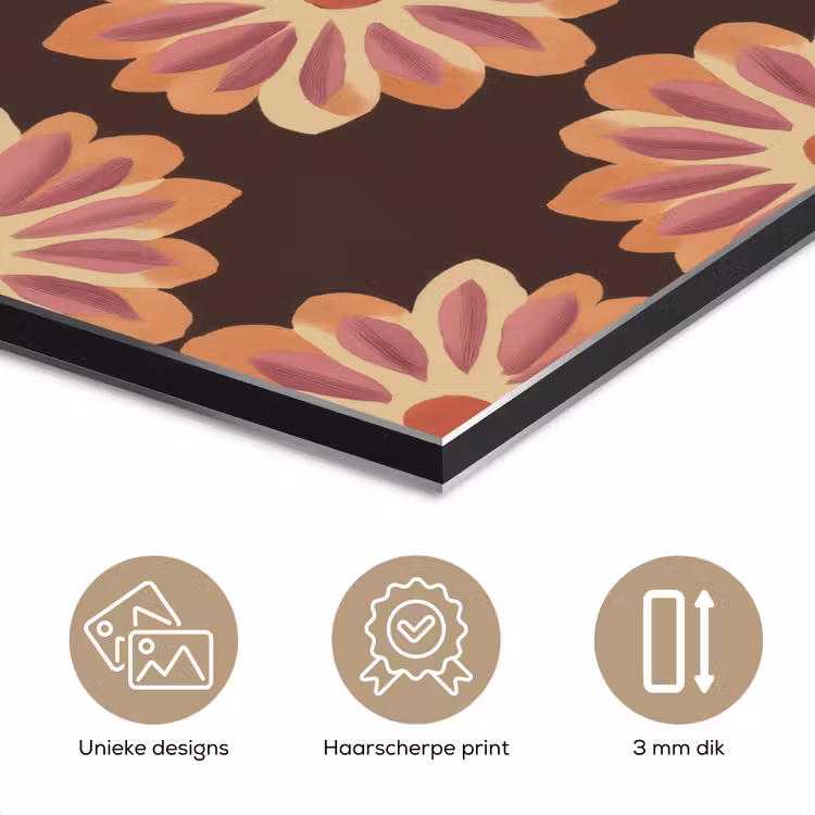Aluminium schilderij - Bloemen - Patroon - Bruin — 7
